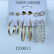 Alloy Imitation Pearl Zircon Earrings  (a set 6 pairs ) EE0011-12