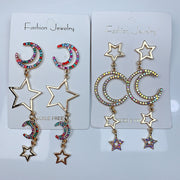 Alloy Moon Star Zircon Earrings EE0028