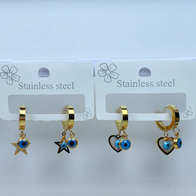 Stainless Steel Moon Star Earrings EC0039