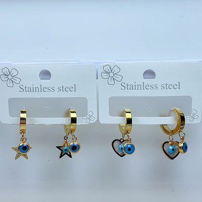 Stainless Steel Moon Star Earrings EC0039
