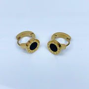 Stainless Steel Black Enamel  Earrings EC0043