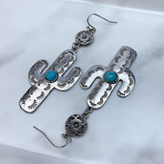 Alloy Cactus Turquoise Earrings EE0040