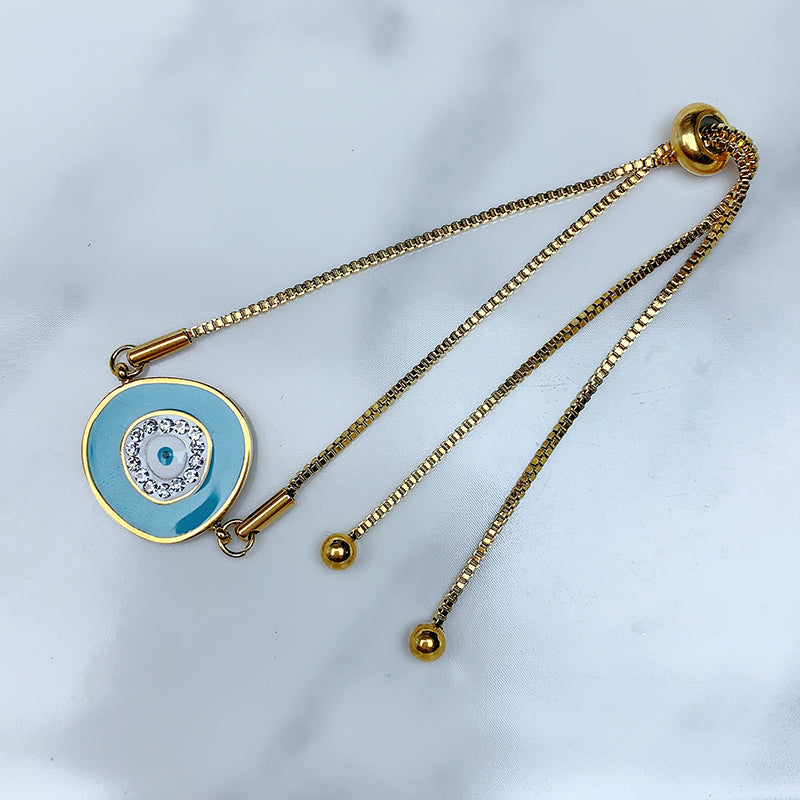 Stainless Steel Evil Eyes Enamel Zircon  Bracelet BC0051