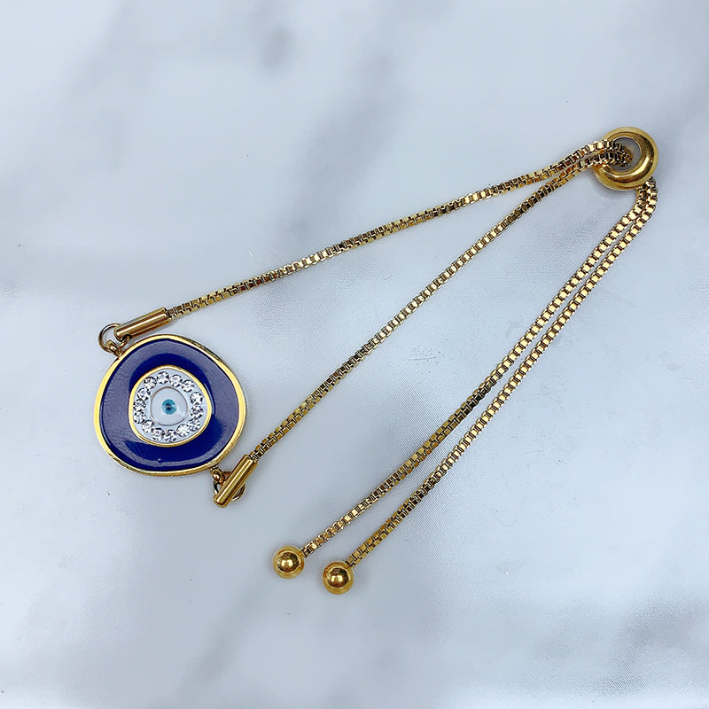 Stainless Steel Evil Eyes Enamel Zircon  Bracelet BC0051