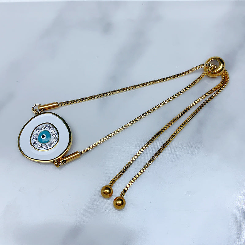 Stainless Steel Evil Eyes Enamel Zircon  Bracelet BC0051