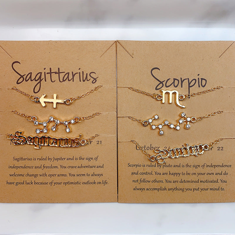 Stainless Steel 12 Constellation Three Piece Suit Bracelet BC0056