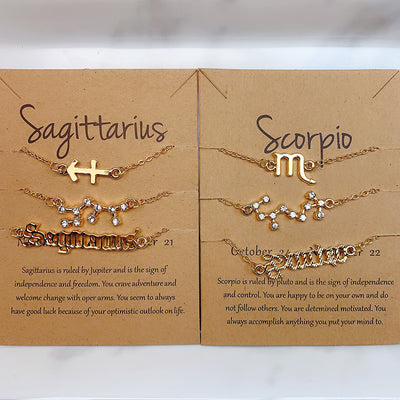 Stainless Steel 12 Constellation Three Piece Suit Bracelet BC0056