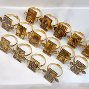 Stainless Steel Tarot Series Golden Openings Ring RD0002