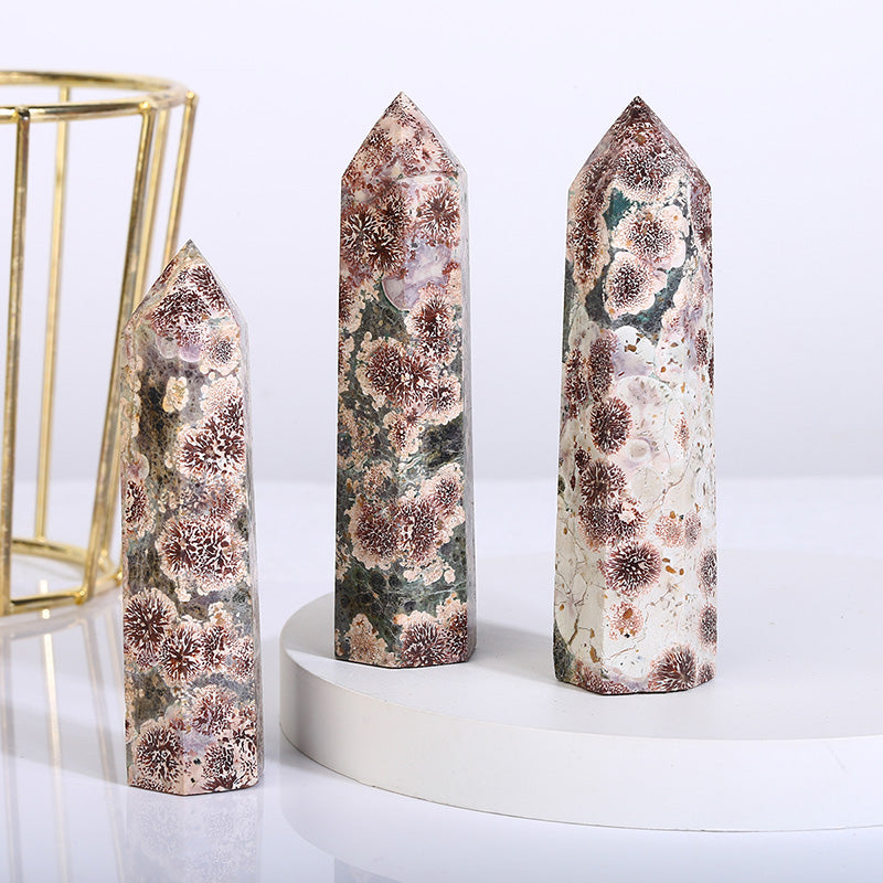 Green Flower Jasper Tower/Point