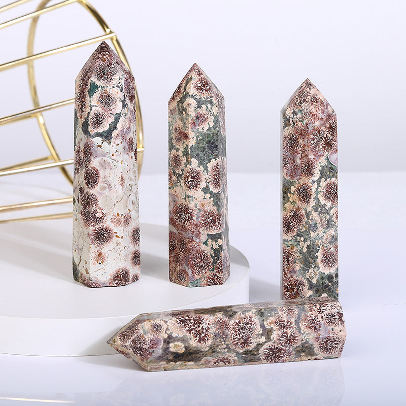 Green Flower Jasper Tower/Point