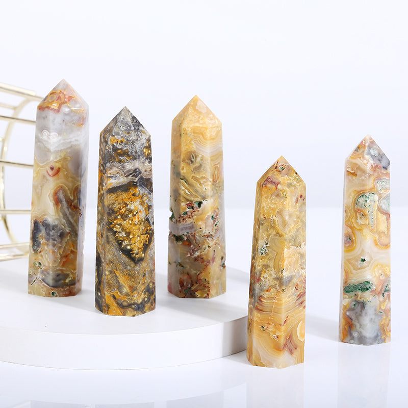 Beautiful Crazy Lace Agate Tower/Point