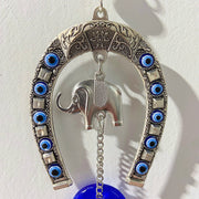Coloured Glaze Evil Eyes Stainless Steel Elephant Wind Bell & Car Pendant WA0007