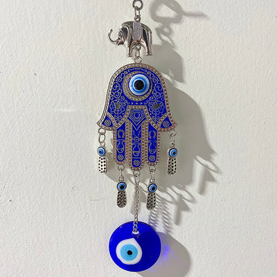 Coloured Glaze Evil Eyes Stainless Steel Hand Wind Bell & Car Pendant WA0008
