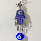 Coloured Glaze Evil Eyes Stainless Steel Hand Wind Bell & Car Pendant WA0008
