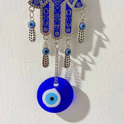 Coloured Glaze Evil Eyes Stainless Steel Hand Wind Bell & Car Pendant WA0008