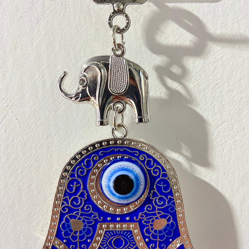 Coloured Glaze Evil Eyes Stainless Steel Hand Wind Bell & Car Pendant WA0008