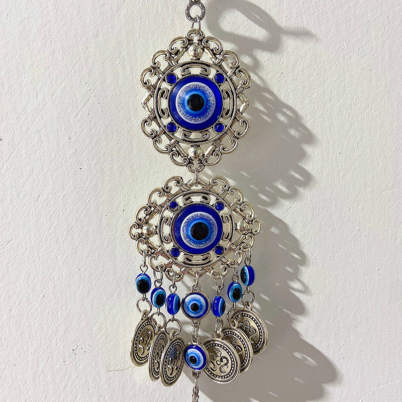 Coloured Glaze Evil Eyes Stainless Steel Wind Bell & Car Pendant WA0009