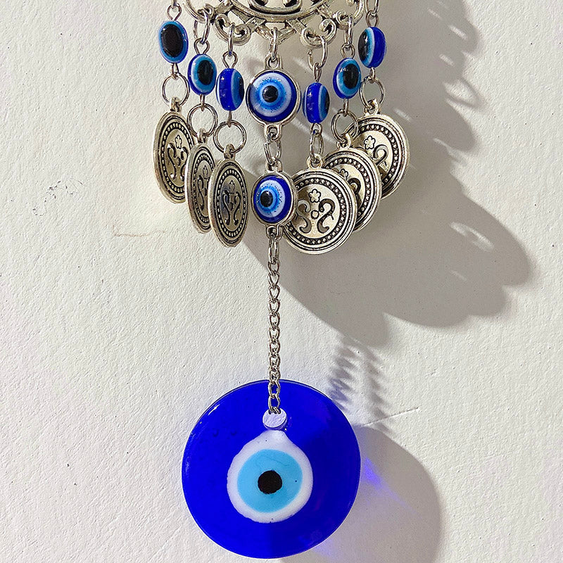 Coloured Glaze Evil Eyes Stainless Steel Wind Bell & Car Pendant WA0009
