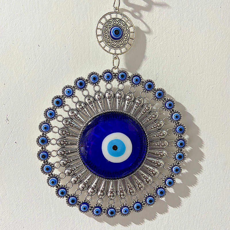 Coloured Glaze Evil Eyes Stainless Steel Wind Bell & Car Pendant WA0010