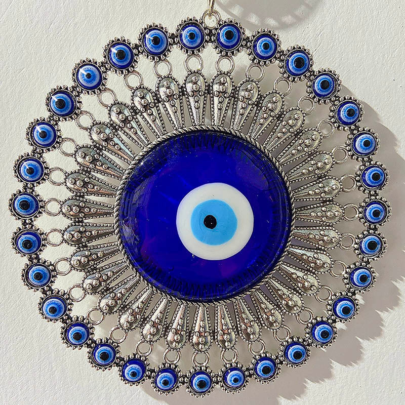 Coloured Glaze Evil Eyes Stainless Steel Wind Bell & Car Pendant WA0010