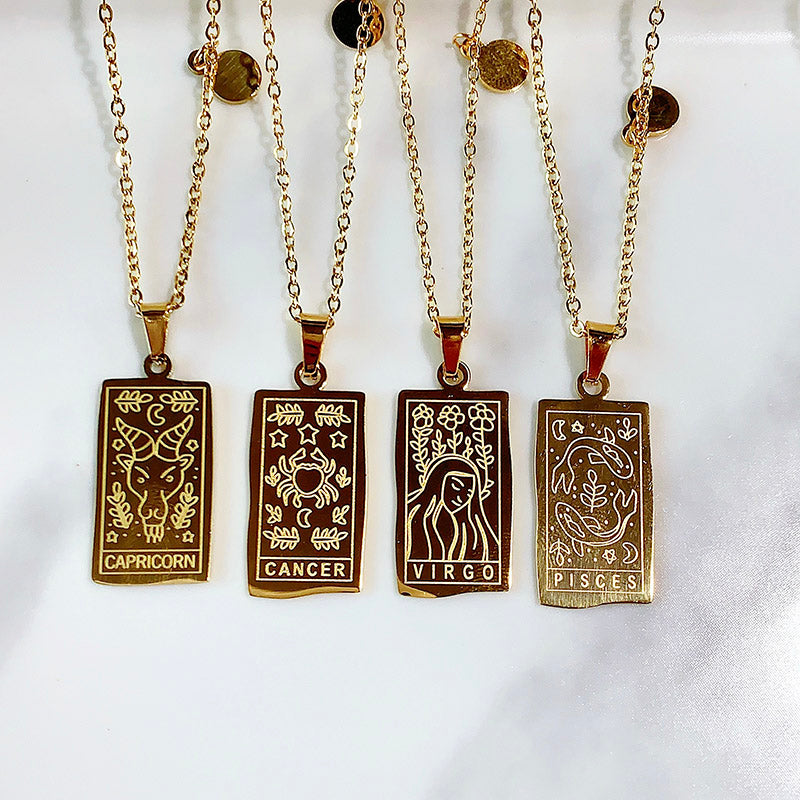 Stainless Steel 12 Constellation Pendant Necklace  NA0060