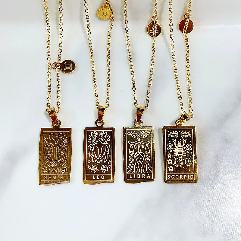 Stainless Steel 12 Constellation Pendant Necklace  NA0060
