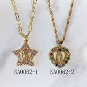 Stainless Steel  Star Heart Leaf  Pendant Zircon Necklace  NA0062