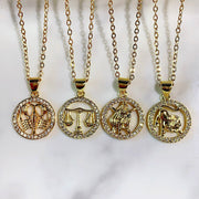 Alloy Stainless Steel 12 Constellation Pendant Zircon Necklace  NA0064