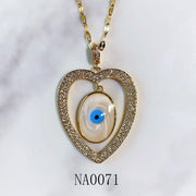 Stainless Steel Evil Eyes Zircon Pendant Necklace  NA0070-72