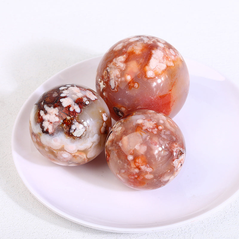 Beautiful Red Flower Agate Sphere