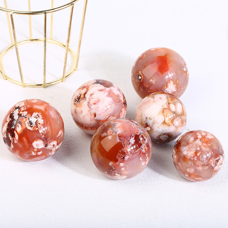 Beautiful Red Flower Agate Sphere