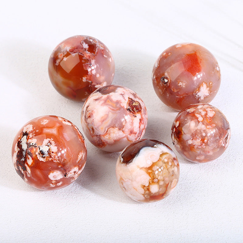 Beautiful Red Flower Agate Sphere