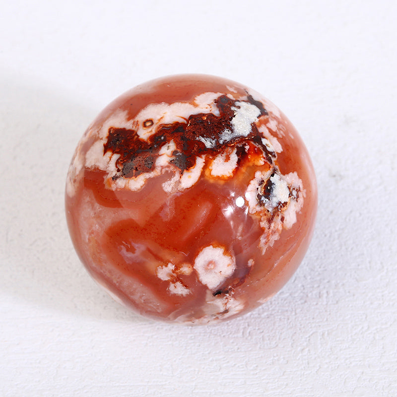 Beautiful Red Flower Agate Sphere