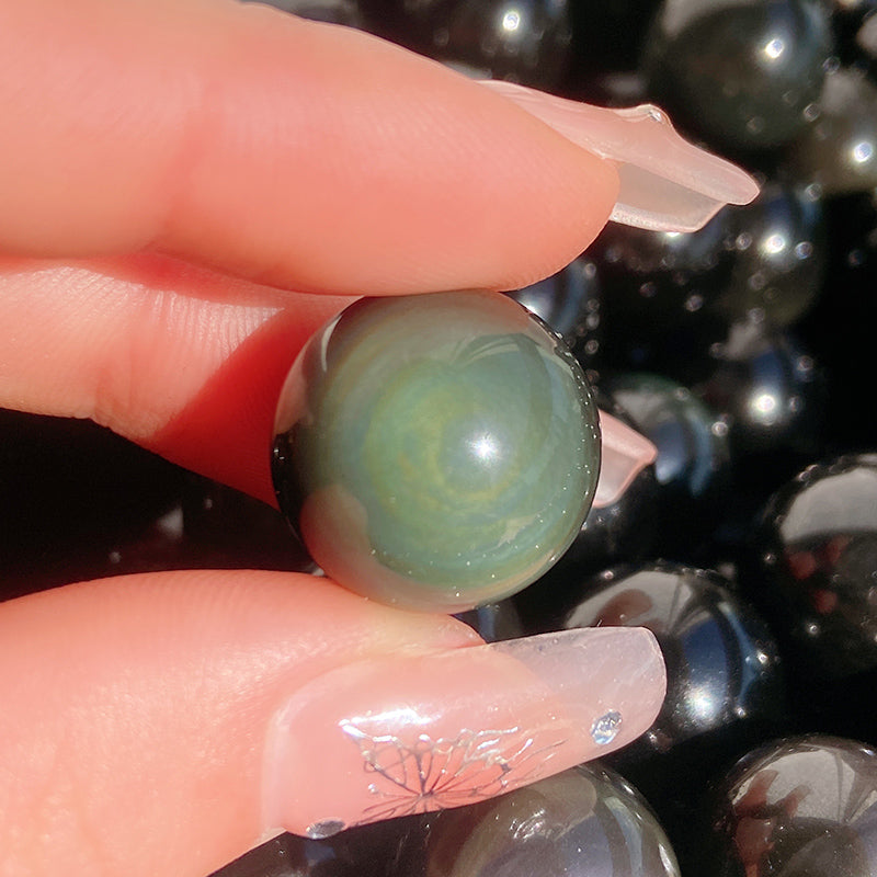Beautiful Small Size  Rainbow Obsidisn Sphere