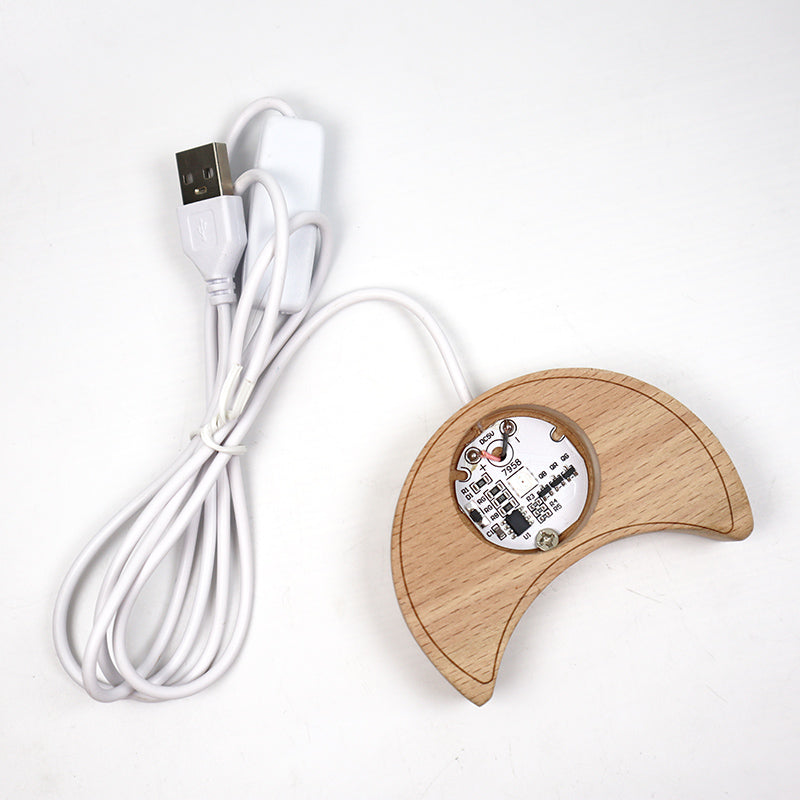 Moon And Star Wooden Sphere Stand With Lamp