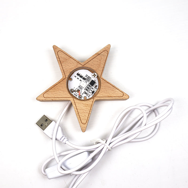 Moon And Star Wooden Sphere Stand With Lamp