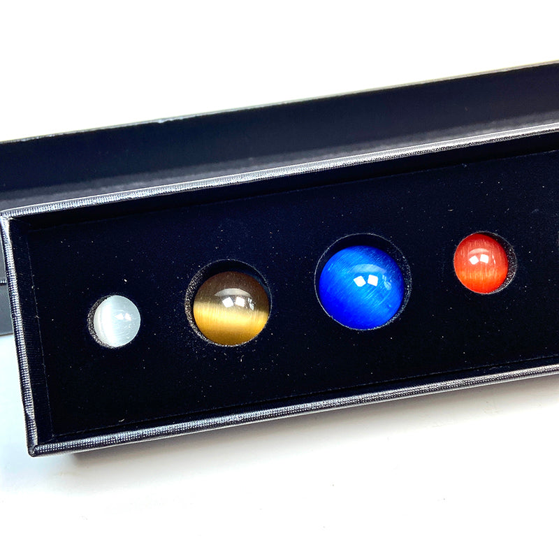 7 Chakra Cat Eyes Stone Sphere Set
