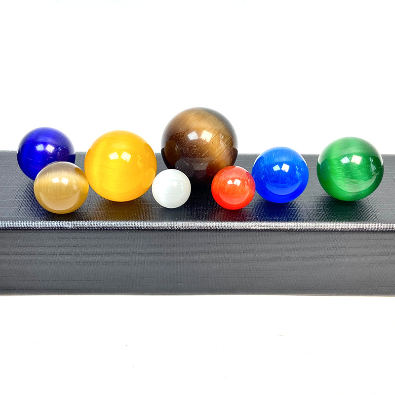 7 Chakra Cat Eyes Stone Sphere Set