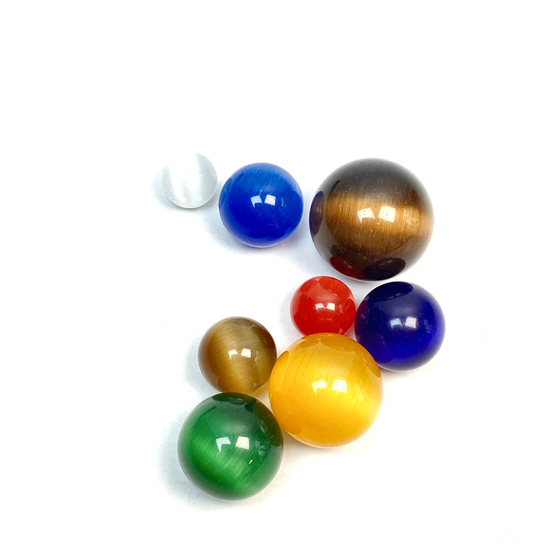 7 Chakra Cat Eyes Stone Sphere Set